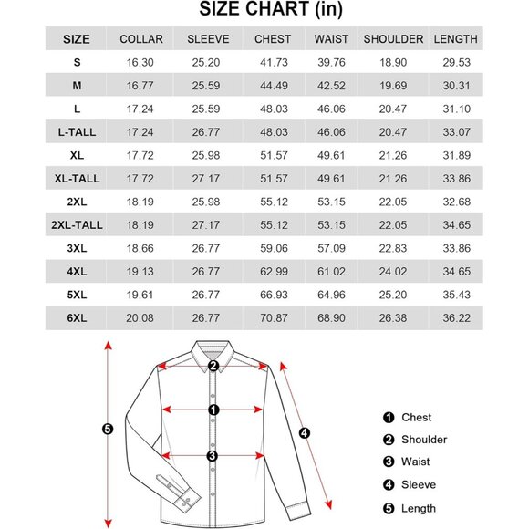 Men's Dress Shirts Stretch Stain Shield Long Sleeve Solid  Button Down Shirts - Picture 6 of 6